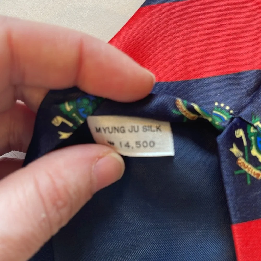 Elegant Red and Blue Striped Men's Tie by Christian Armand hand made 100% silk